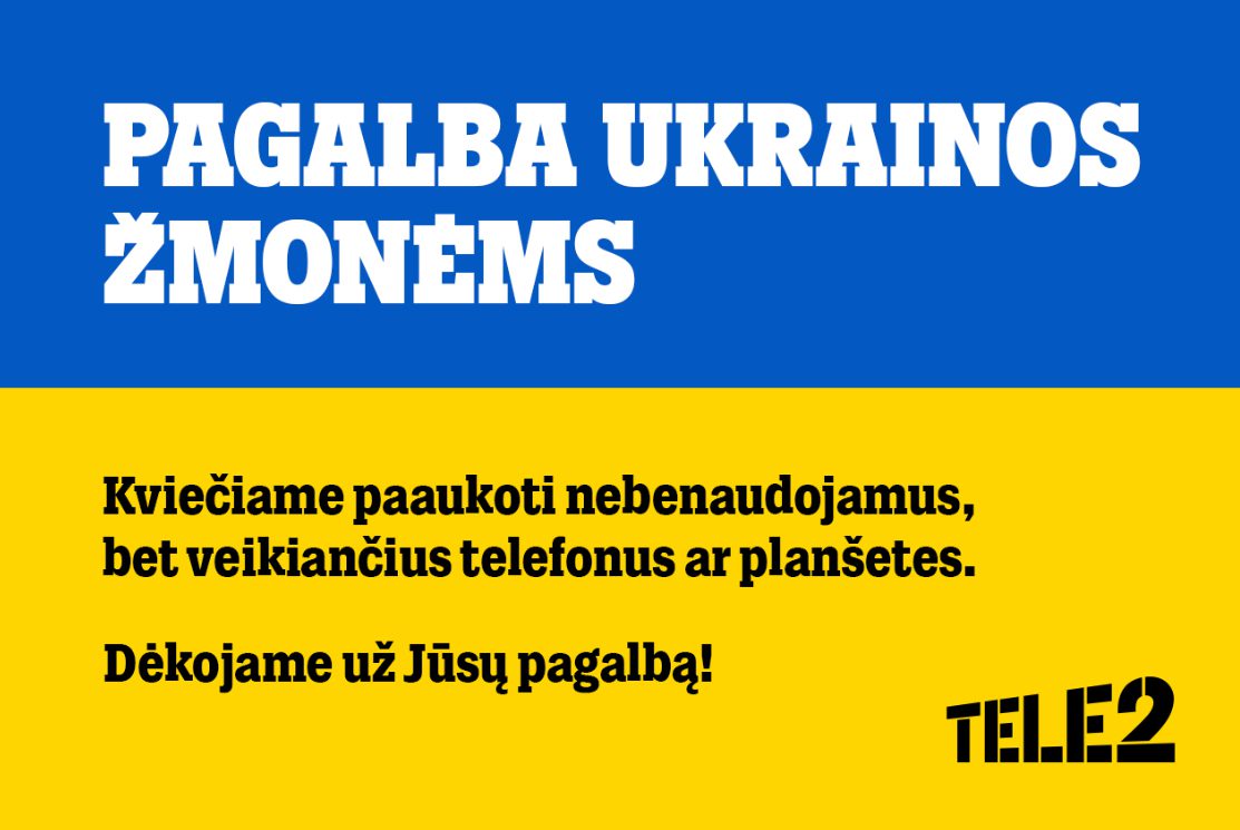 „Tele2“ ragina prisidėti prie pagalbos Ukrainos žmonėms: kviečia aukoti nebenaudojamą, bet veikiančią įrangą